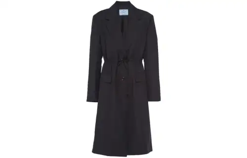 PRADA Coats Women's Black Lapel Moderate Straight Fit