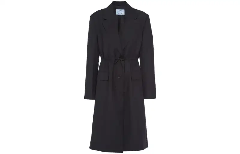 PRADA Coats Women's Black Lapel Moderate Straight Fit