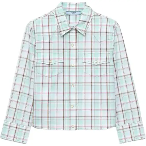 PRADA Shirts Women's Blue Lapel Moderate