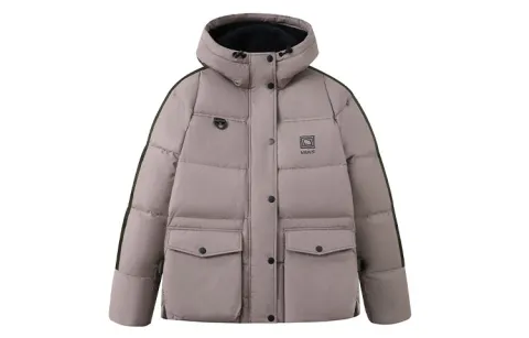 Vans Down Jackets Women's Brown Hooded Moderate Quilted Down Jacket