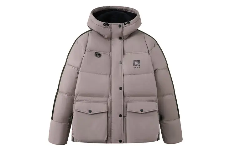 Vans Down Jackets Women's Brown Hooded Moderate Quilted Down Jacket