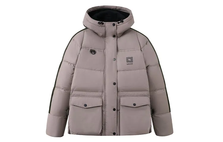 Vans Down Jackets Women's Brown Hooded Moderate Quilted Down Jacket