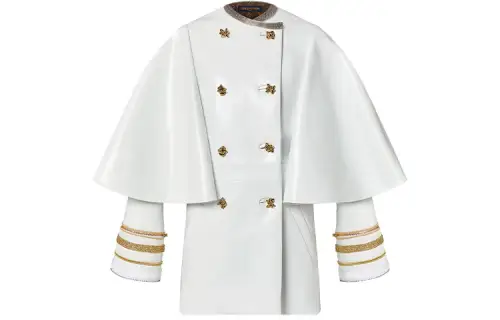 LOUIS VUITTON Metallic Accent Cape-Sleeve Coat