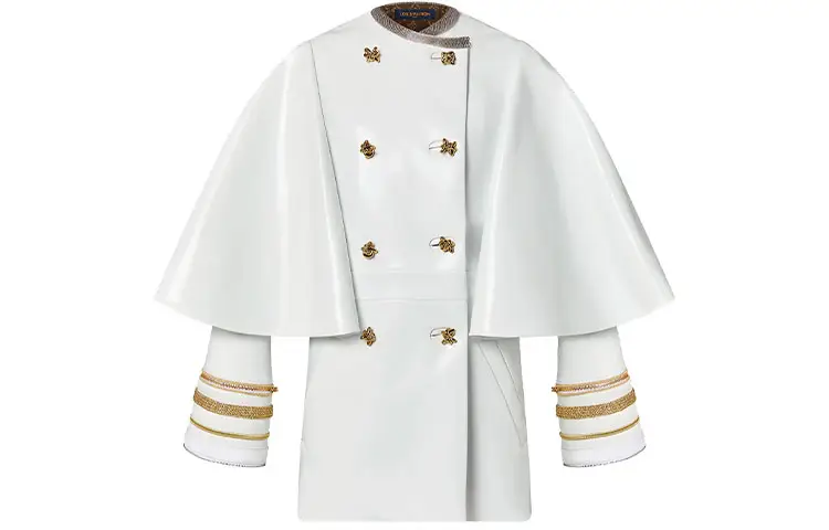 LOUIS VUITTON Metallic Accent Cape-Sleeve Coat