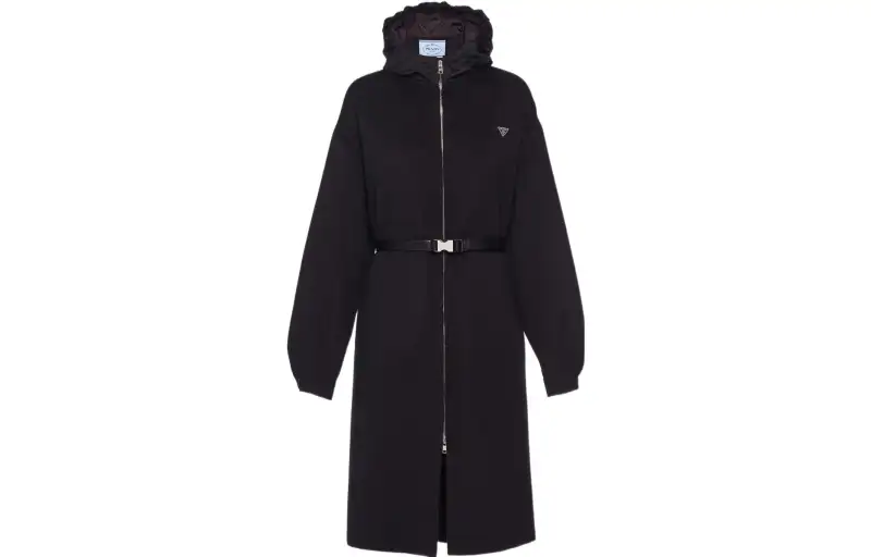 PRADA Coats Women's Black Hooded Moderate Straight Fit