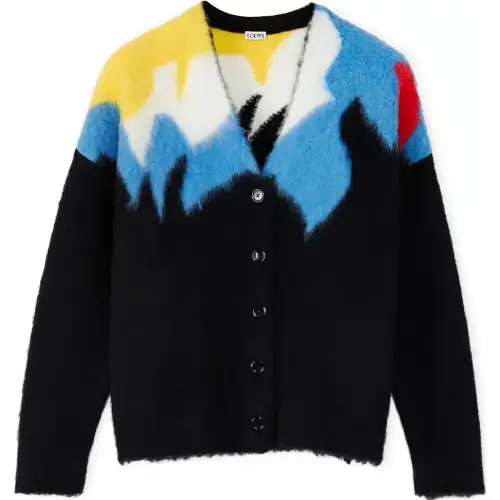 LOEWE Knitwear Women's Black V Neck Moderate Cardigan