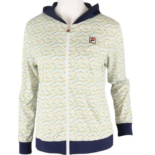 FILA Knitwear Women's White Hooded Moderate Cardigan