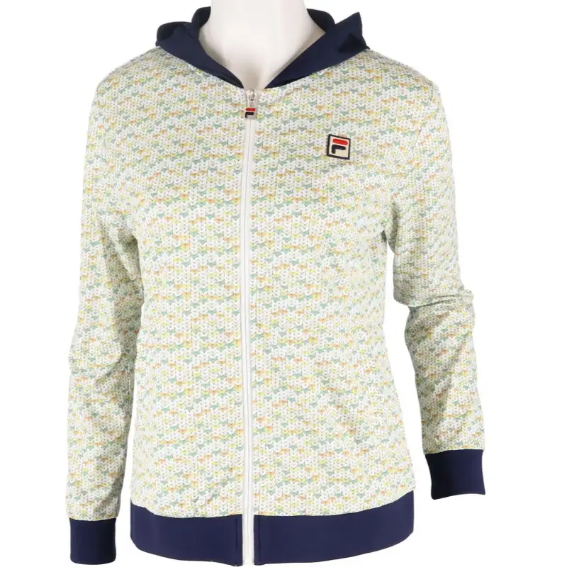 FILA Knitwear Women's White Hooded Moderate Cardigan