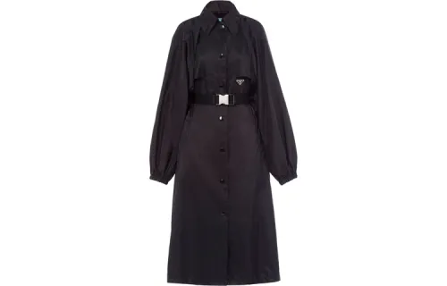 PRADA Coats Women's Black Lapel Moderate Straight Fit