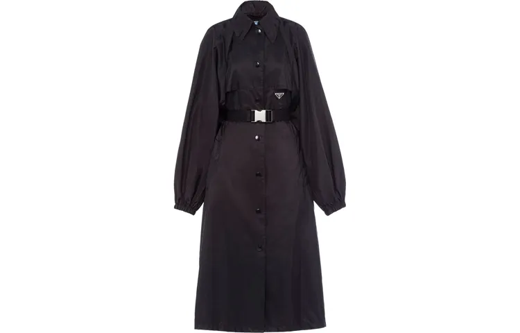 PRADA Coats Women's Black Lapel Moderate Straight Fit