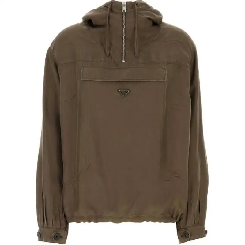 PRADA Triangle-Logo Drawstring Jacket