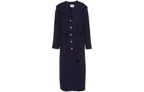 MIU MIU Coats Women's Navy Blue Lapel Moderate Straight Fit