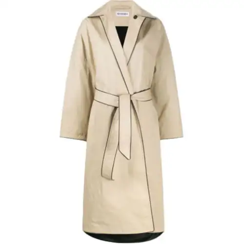 Balenciaga Coats Women's Beige Lapel Moderate Straight Fit