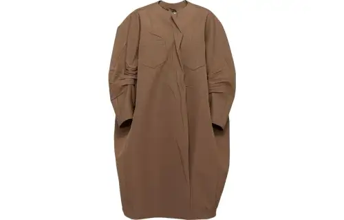 PRADA Coats Women's Camel Brown Collarless Moderate