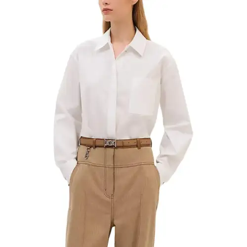 HERMES Shirts Women's White Lapel Moderate Other