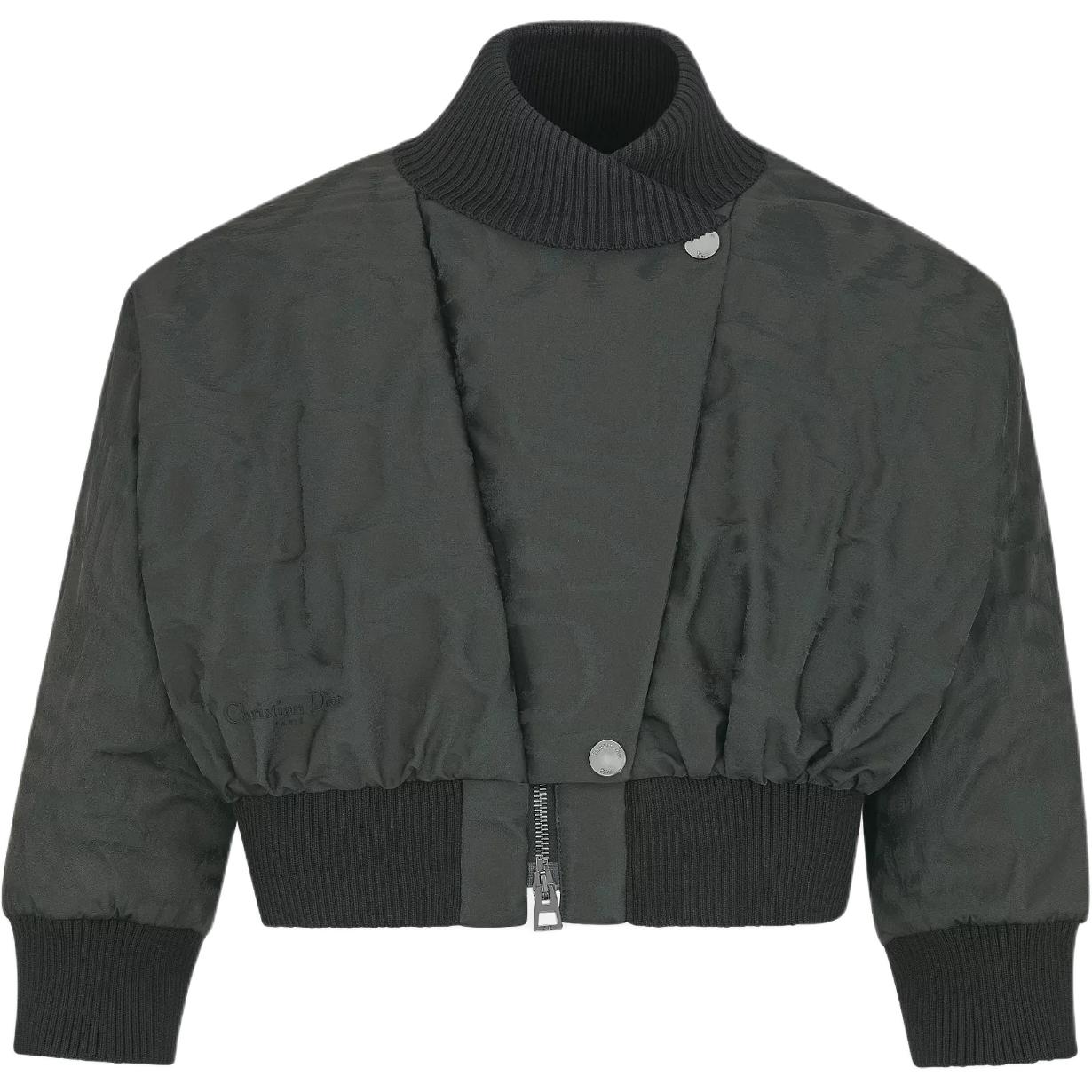 DIOR Dior SS25 Christian Dior Paris logo embroidered short ripple effect jacket women's black