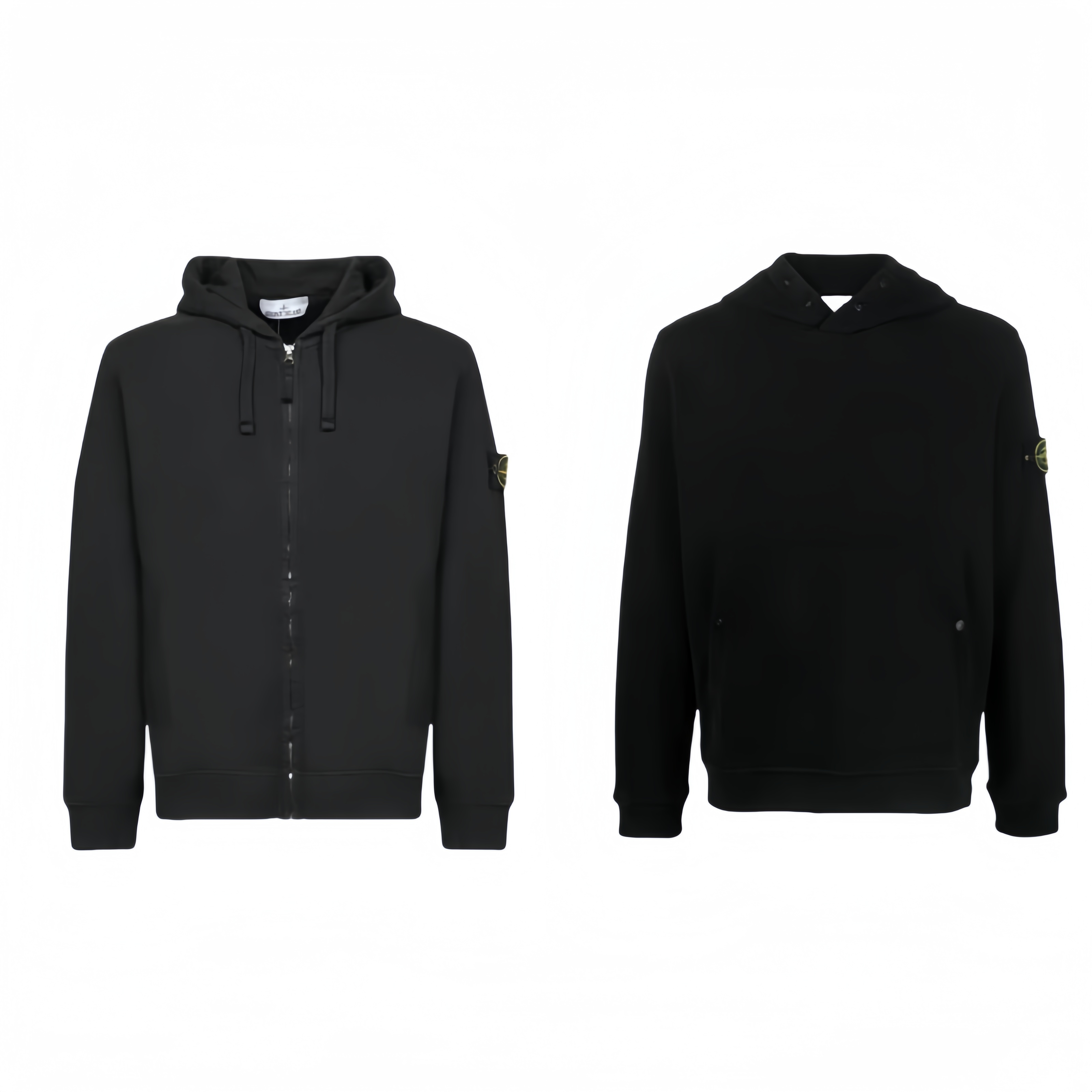 STONE ISLAND Classic Fleece Lined Zip Up Jackets Coat Solid Color Hooded Long Sleeved Sweatshirt Casual Sportswear