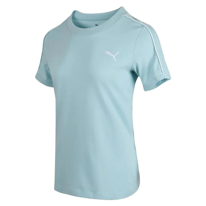 PUMA T-Shirts Women's Blue Crew Neck Moderate Straight Fit