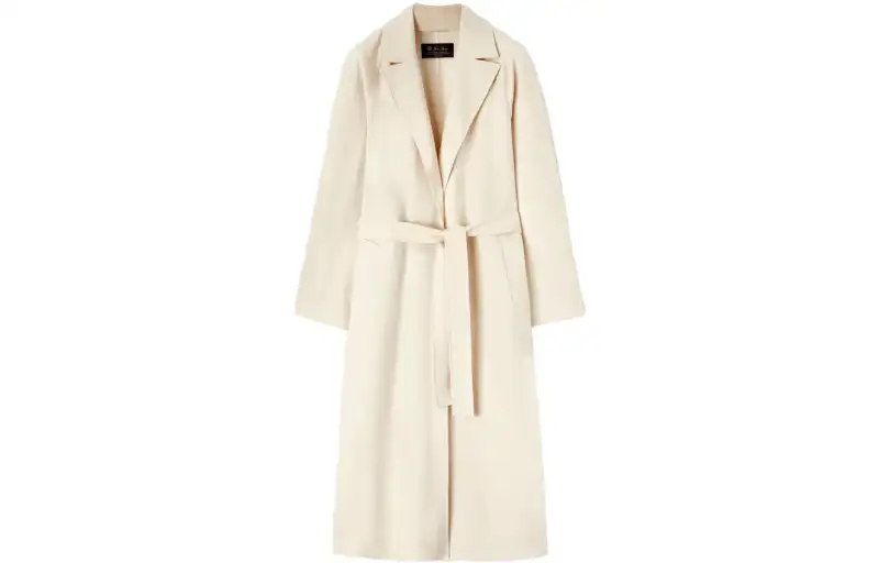 Loro Piana Coats Women's Ecru Lapel Moderate Straight Fit