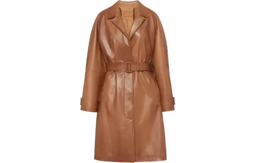 PRADA Belted Leather Trench Coat
