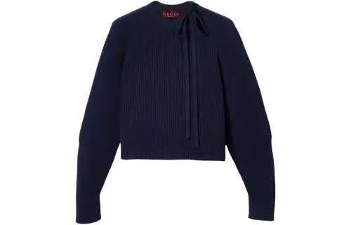 GUCCI Tie neck Ribbed knit Sweater