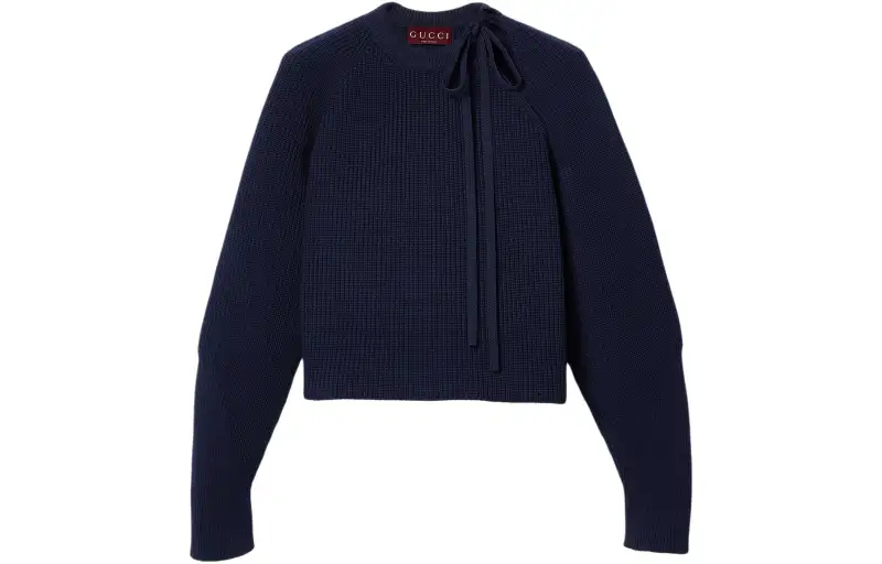 GUCCI Tie neck Ribbed knit Sweater