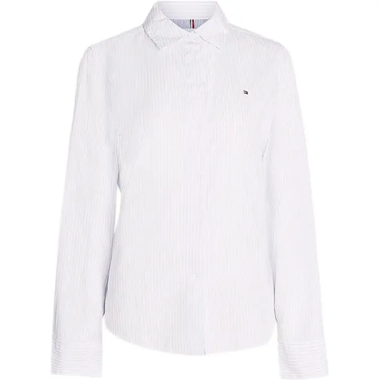 Tommy Hilfiger Regular Fit Stripe Stretch Oxford Shirt Women's Blue