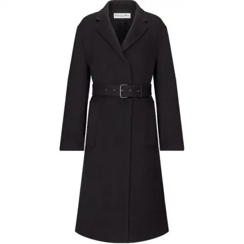 DIOR Coats Women's Black Lapel Moderate Straight Fit