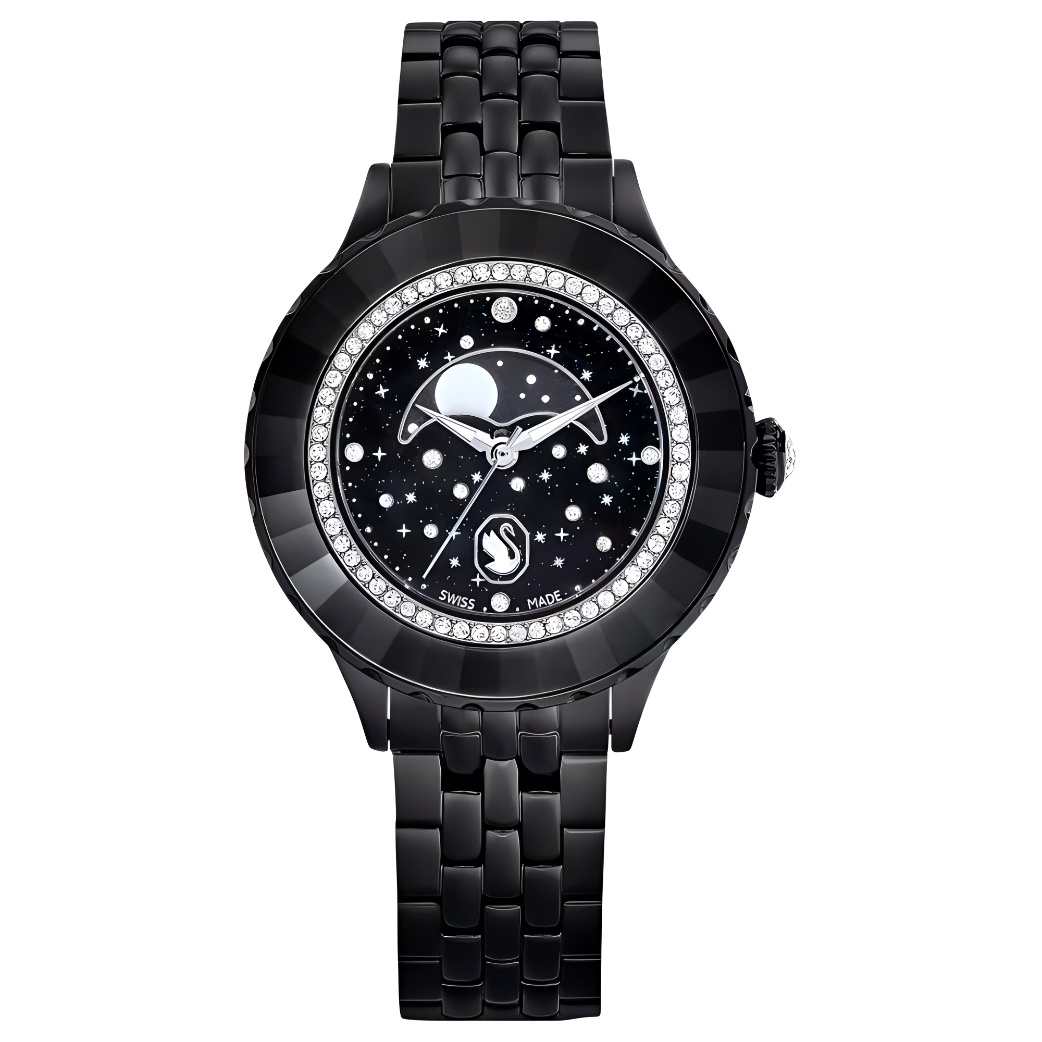 Женские часы Swarovski 37mm 50 (серебристо-черные)