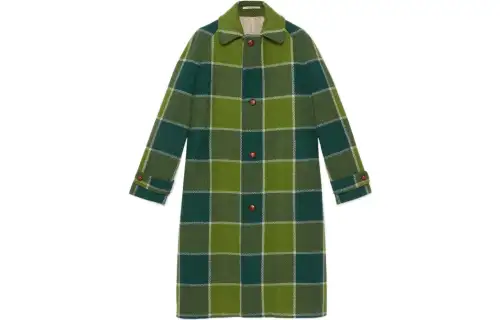 GUCCI Coats Women's Green Lapel Moderate Straight Fit