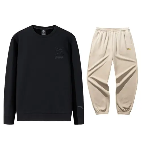 ANTA Casual Sportswear Men's Crew Neck Thickened And Fleece Lined