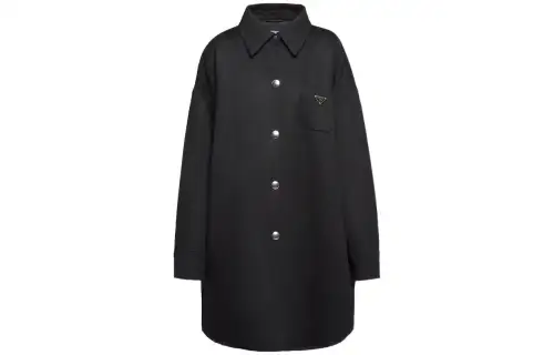 logo-plaque wool coat