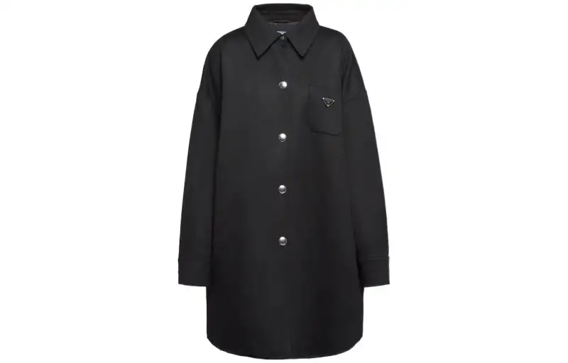 logo-plaque wool coat