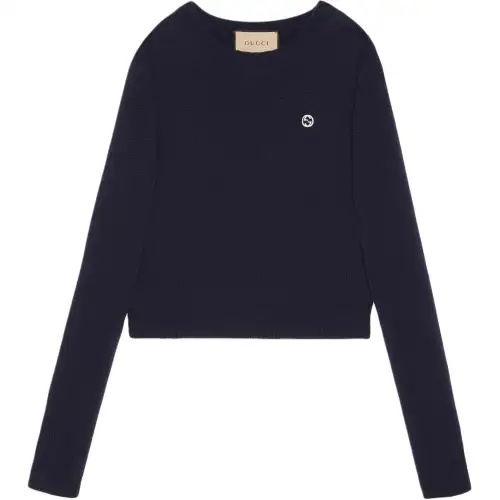GUCCI Sweaters Women's Blue Crew Neck Moderate Other