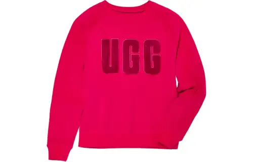 UGG Madeline Fuzzy Logo Crewneck Sweatshirt Women's Cherry Red