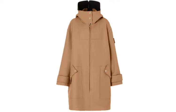 Burberry Coats Women's Orange Hooded Moderate Straight Fit