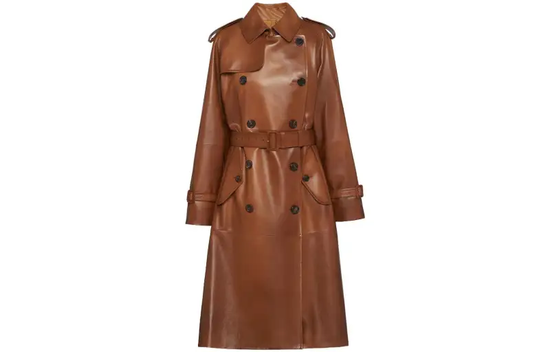 PRADA Double breasted Leather Coat