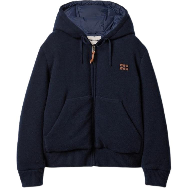 Женский пуховик MIU MIU Down Jacket (темно-синий)