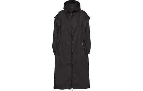 PRADA Coats Women's Black Hooded Moderate Straight Fit