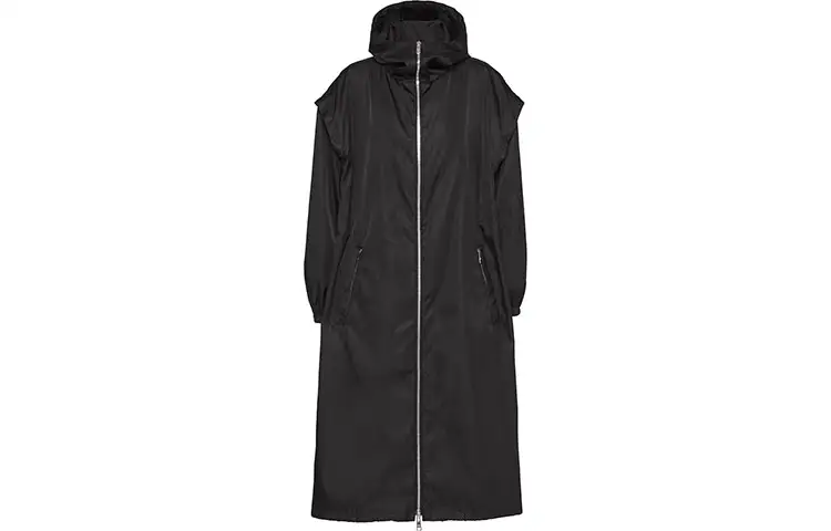 PRADA Coats Women's Black Hooded Moderate Straight Fit