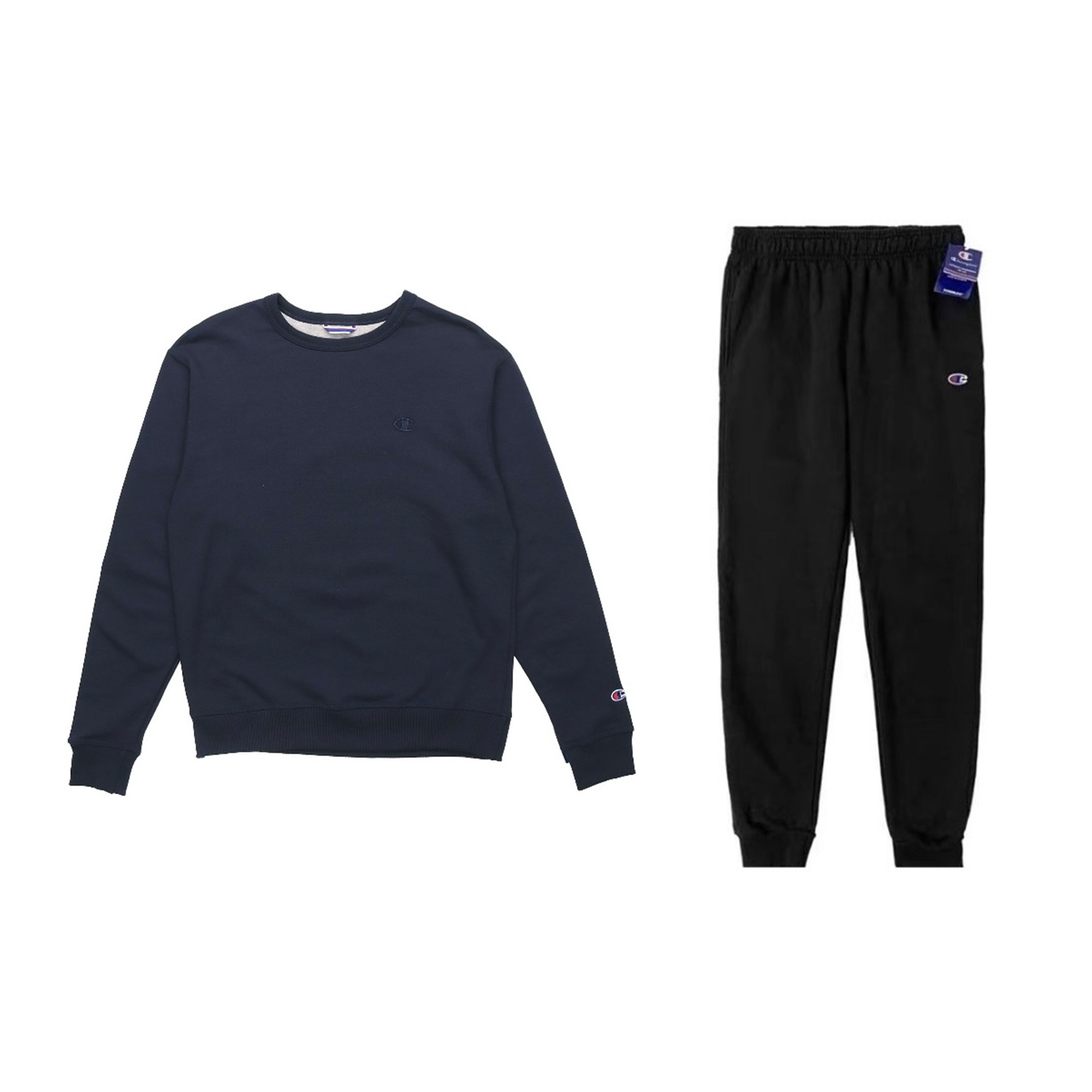 Champion Double Label Embroidery Crew Neck Thickened Fleece Lined Hoodies & Sweatshirts With Fitted Leggings