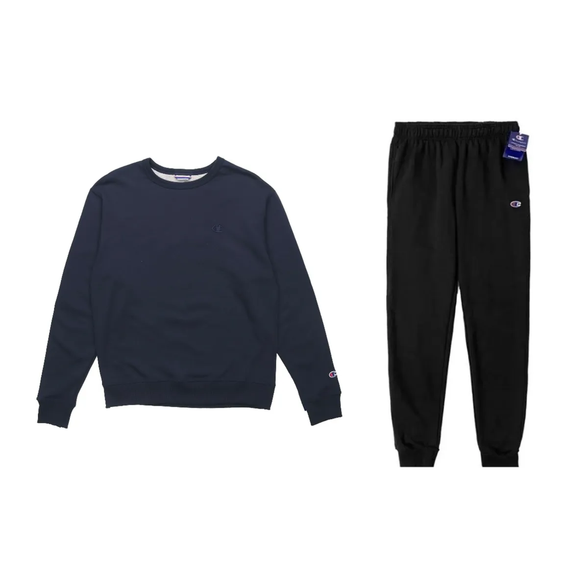 Champion Double Label Embroidery Crew Neck Thickened Fleece Lined Hoodies & Sweatshirts With Fitted Leggings