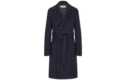 DIOR Coats Women's Blue Lapel Moderate Straight Fit