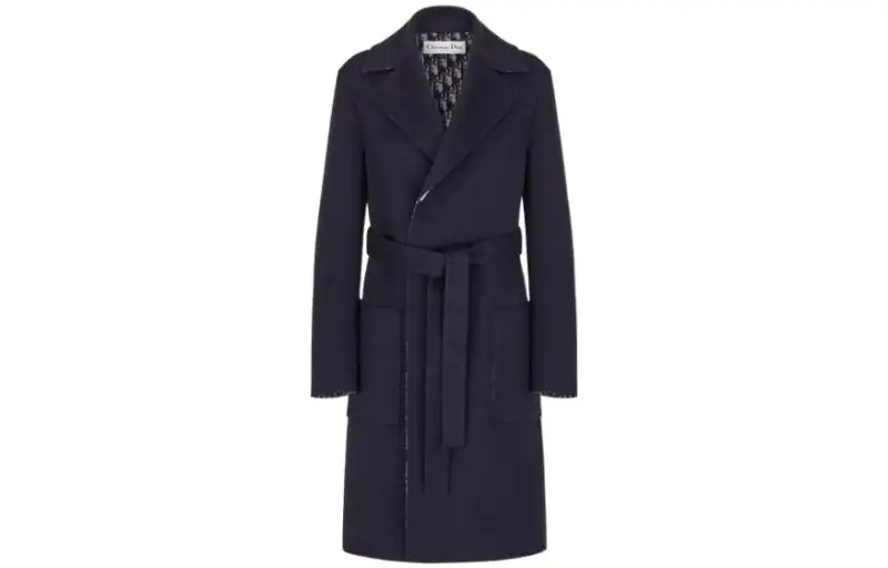 DIOR Coats Women's Blue Lapel Moderate Straight Fit