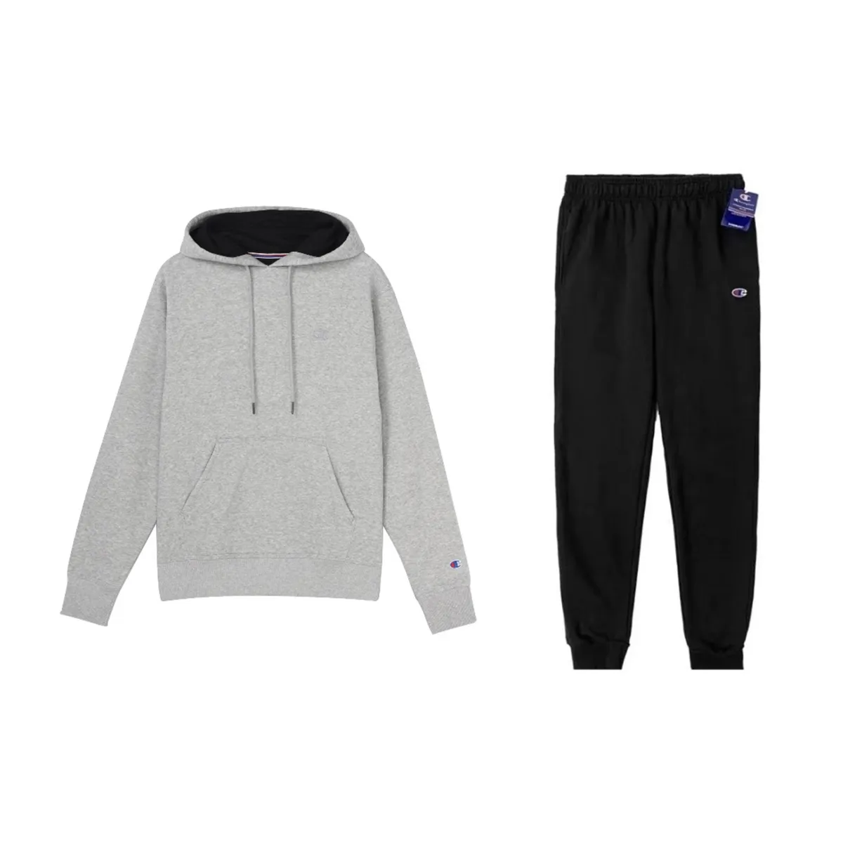Champion Double Logo Embroidery Fleece Lined Pullover Sweatshirt With Fitted Pants Casual Sportswear US Version