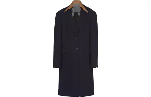 PRADA Coats Women's Navy Lapel Moderate Straight Fit