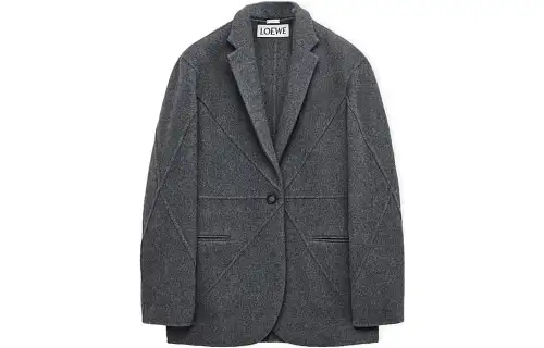 LOEWE Coats Women's Gray Lapel Moderate Straight Fit