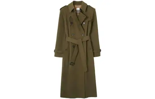 Burberry Coats Women's Olive Green Suit Collar Moderate Straight Fit