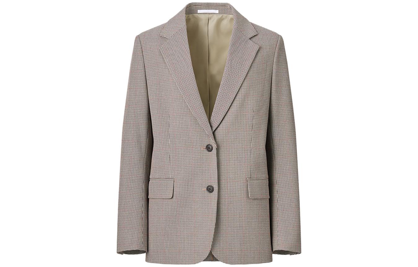 UNIQLO Business Suits Women's Dark Beige V Neck Moderate Other