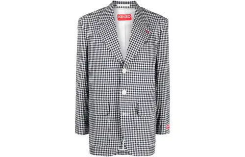 KENZO Checked Single Breasted Blazer